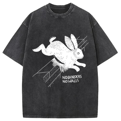 Tokyocanvas No Borders No Walls Bunny Washed T-Shirt