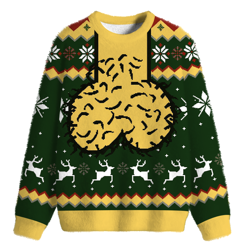 Tokyocanvas Hilarious Naughty Black Fuzzy Christmas Ugly Sweatshirt