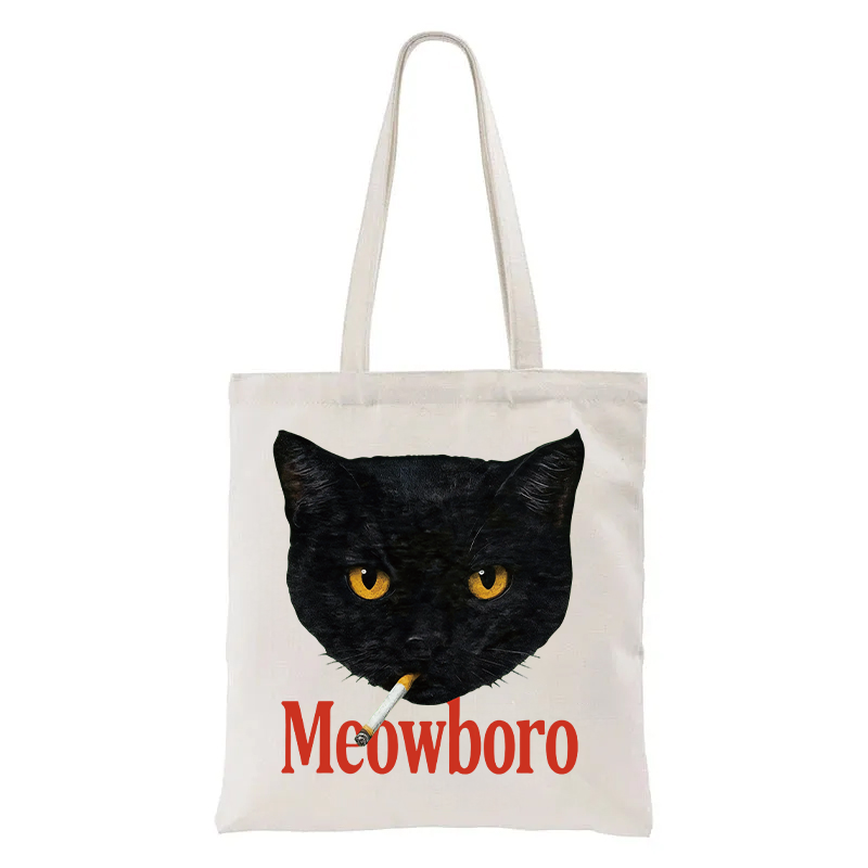 Tokyocanvas Smoking Black Cat Vintage Tote Bag