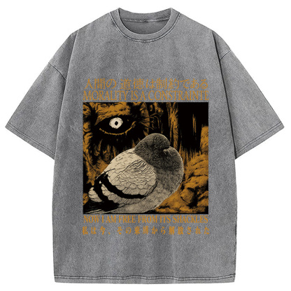 Tokyocanvas Morality is a Constraint Funny Pigeon Washed T-Shirt