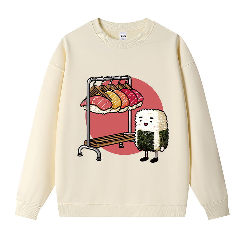 Tokyocanvas Sushi Choosing A Hat Fleece Lined Sweatshirt