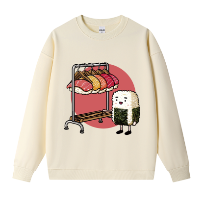 Tokyocanvas Sushi Choosing A Hat Fleece Lined Sweatshirt
