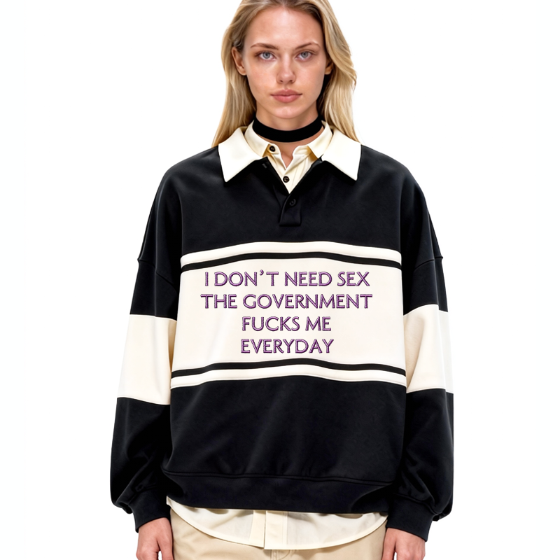 Tokyocanvas I Don't Need Polo Embroidered Sweatshirt