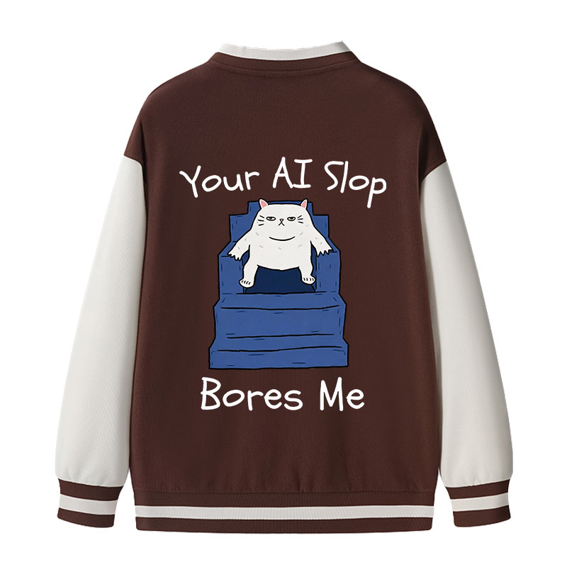 Tokyocanvas AI Slop Bores Me Varsity Jacket