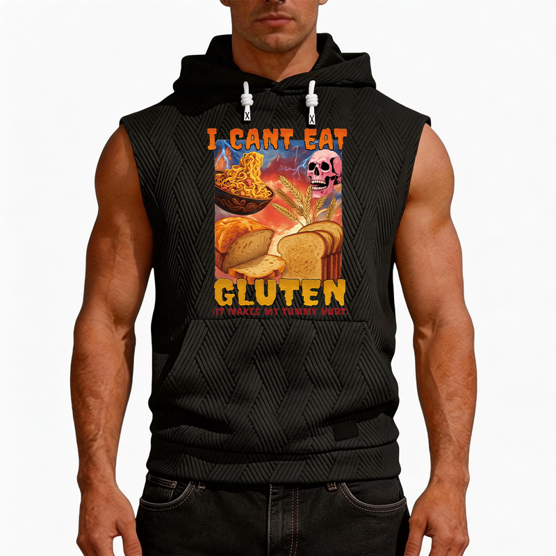 Tokyocanvas I Can't Eat Gluten Funny Meme Hooded Tank