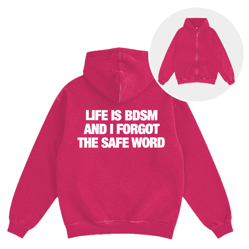 Tokyocanvas Life Is BDSM Washed Zip Hoodie