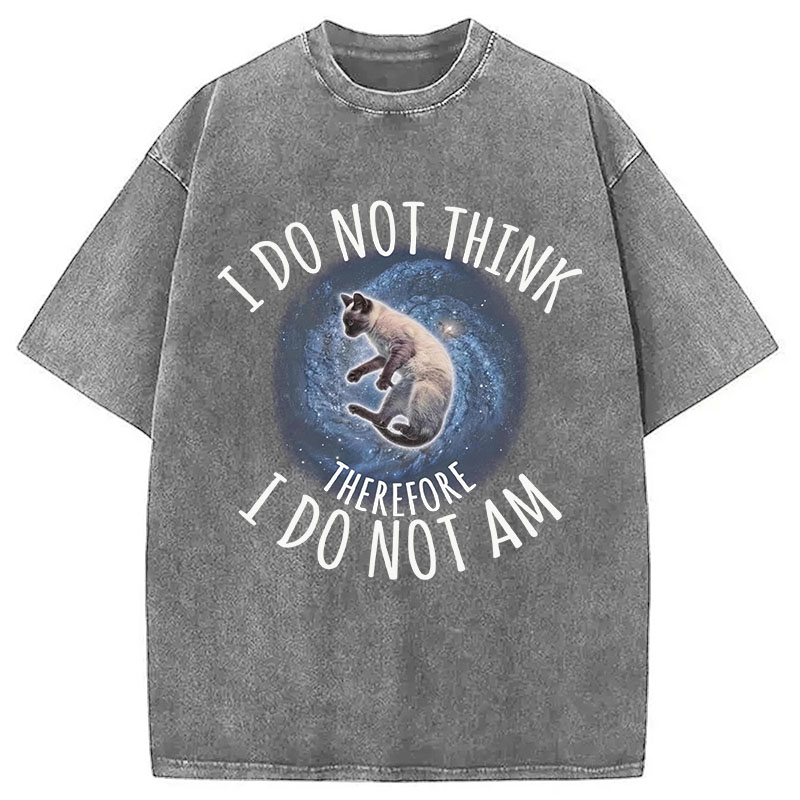 Tokyocanvas I Do Not Think Therefore I Do Not Am Cat Washed T-Shirt