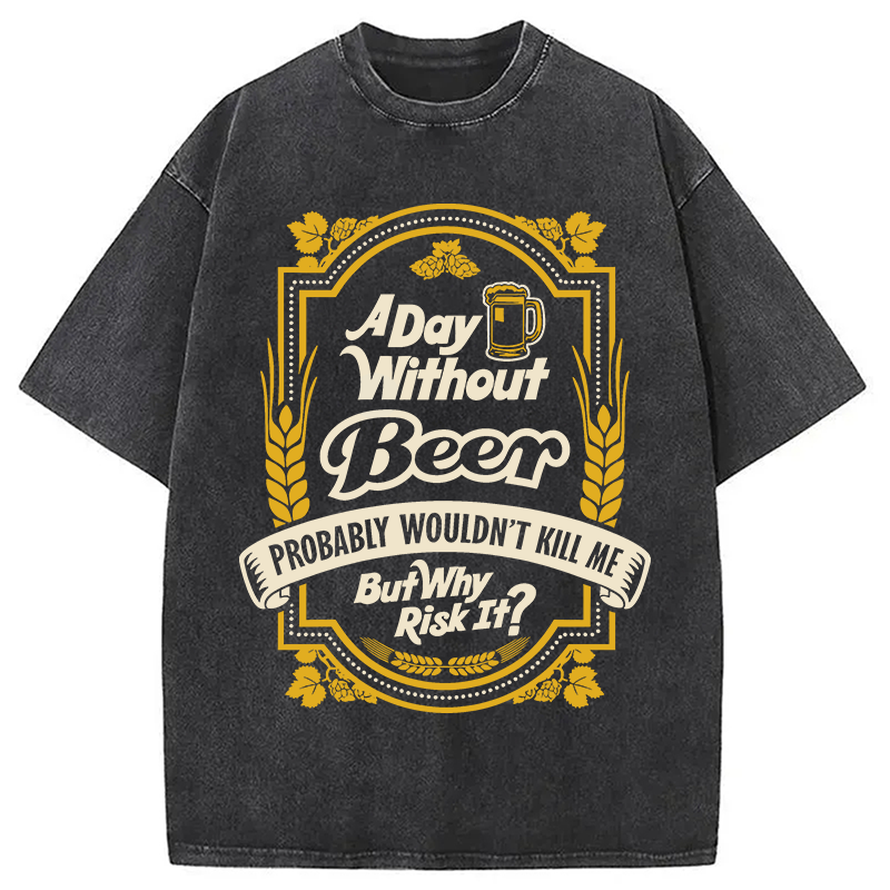 Tokyocanvas A Day Without Beer? Washed T-Shirt