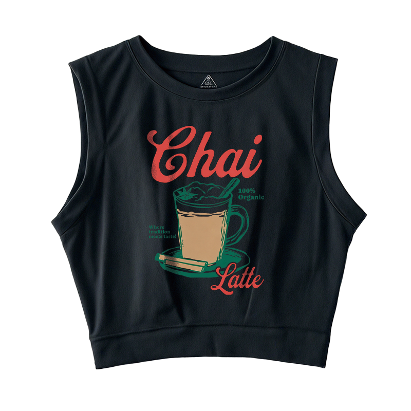 Tokyocanvas Trending Chai Latte 90s Sleeveless Crop Top