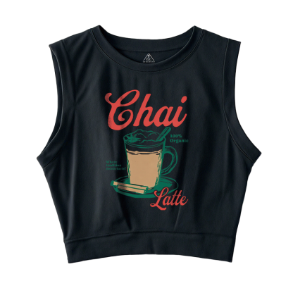 Tokyocanvas Trending Chai Latte 90s Sleeveless Crop Top