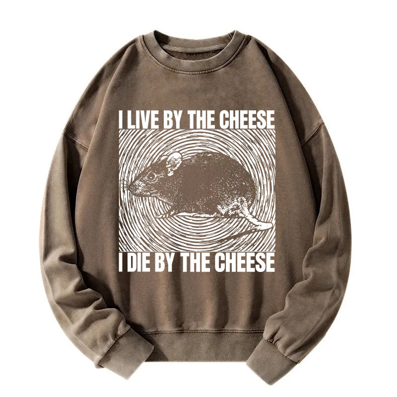 Tokyocanvas I Live By The Cheese Rat Washed Sweatshirt