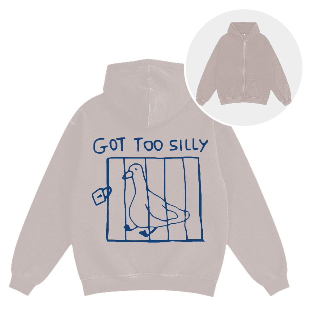 Tokyocanvas Got Too Silly Meme Washed Zip Hoodie