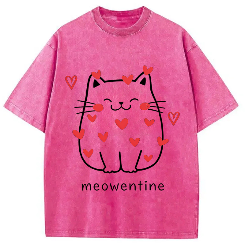 Tokyocanvas Funny Valentine's Day Kitten Washed T-Shirt