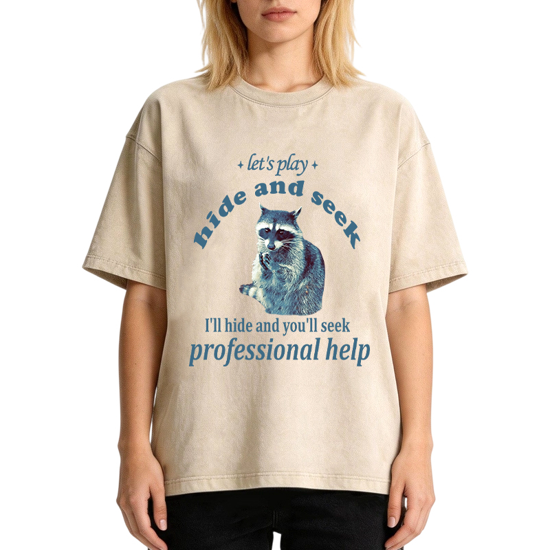 Tokyocanvas Let's Play Hide and Seek Raccoon Washed T-Shirt