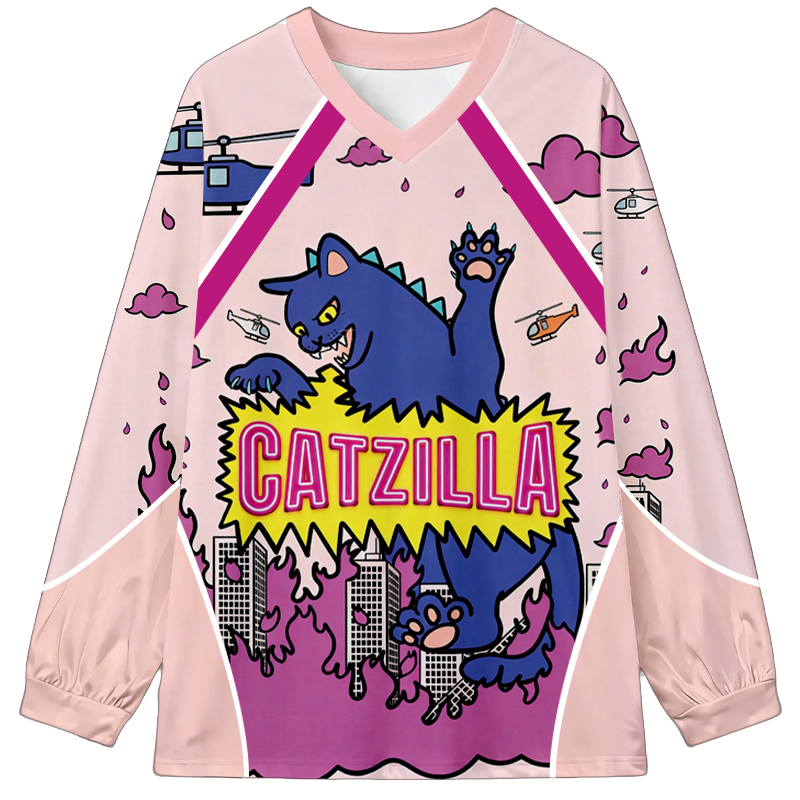 Tokyocanvas Demon Monster Cat Long Sleeve Graphic Print T-Shirt