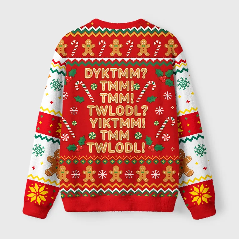 Tokyocanvas Gingerbread Man Funny Secret Code Fuzzy Christmas Ugly Sweatshirt