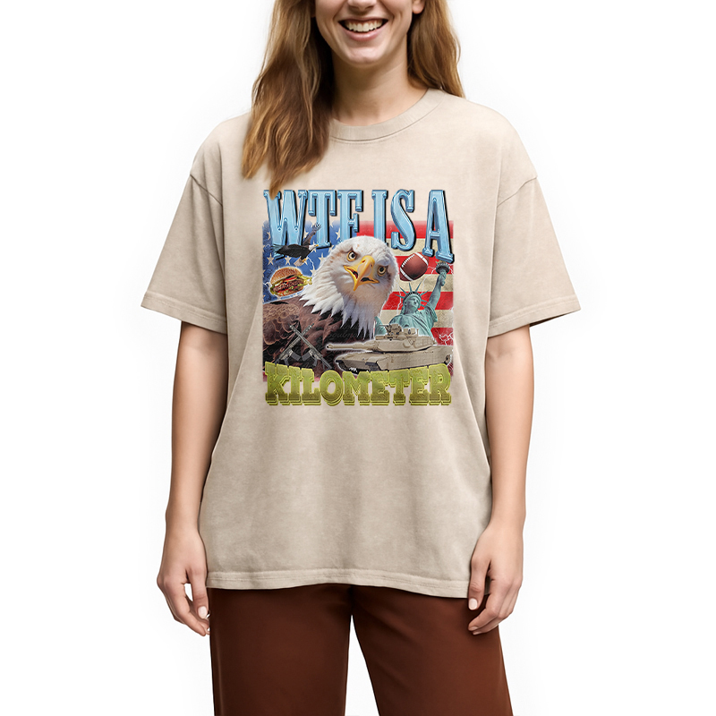 Tokyocanvas Funny Eagle Meme Washed T-Shirt
