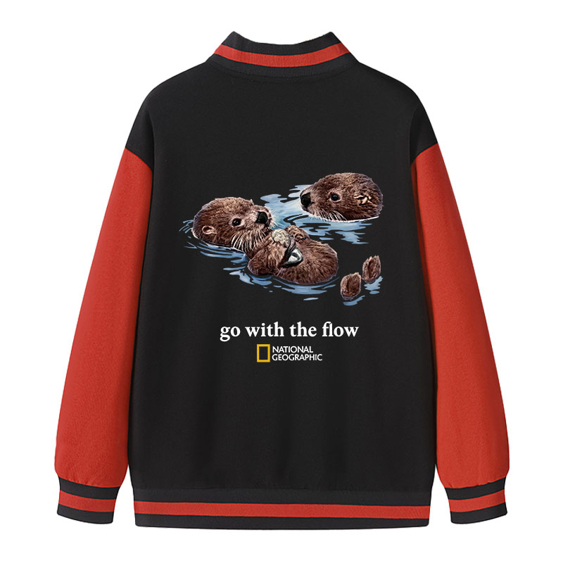 Tokyocanvas Go With The Flow Otters Varsity Jacket