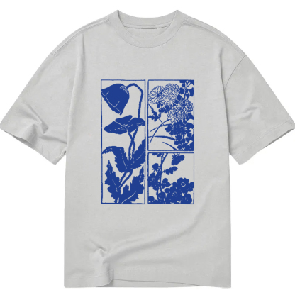 Tokyocanvas Woodcut Flowers Classic T-Shirt