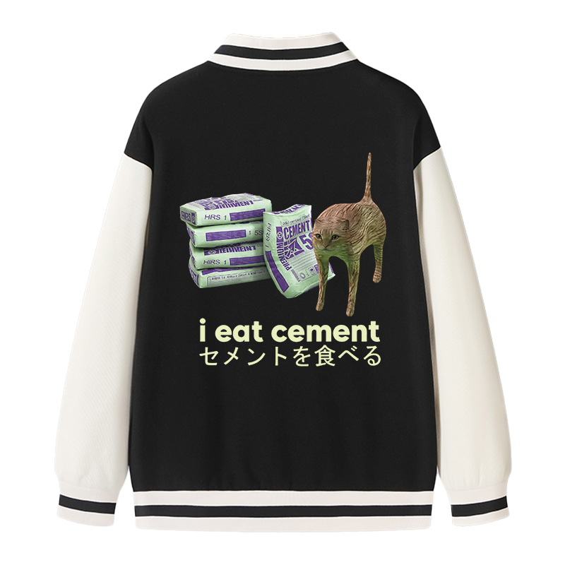 Tokyocanvas Funny Internet Cement Cat Varsity Jacket