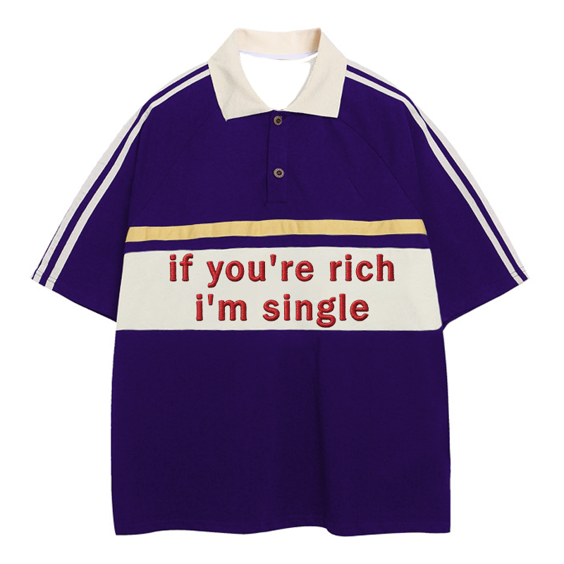 Tokyocanvas I'm Single Polo Embroidered T-Shirt