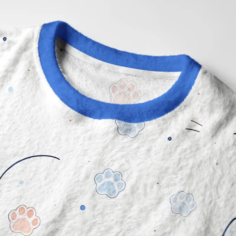 Tokyocanvas Cute Cat Fuji Mountain Art Fuzzy Christmas Ugly Sweatshirt
