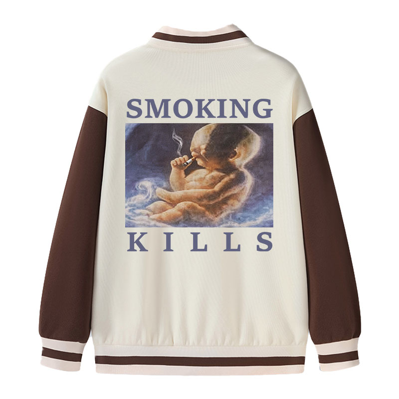 Tokyocanvas Smoking Kills Cigarette Addict Baby Varsity Jacket