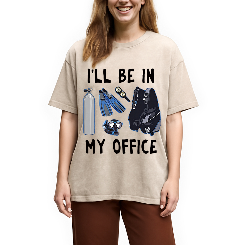 Tokyocanvas I'll be in My Office Scuba Diving Washed T-Shirt