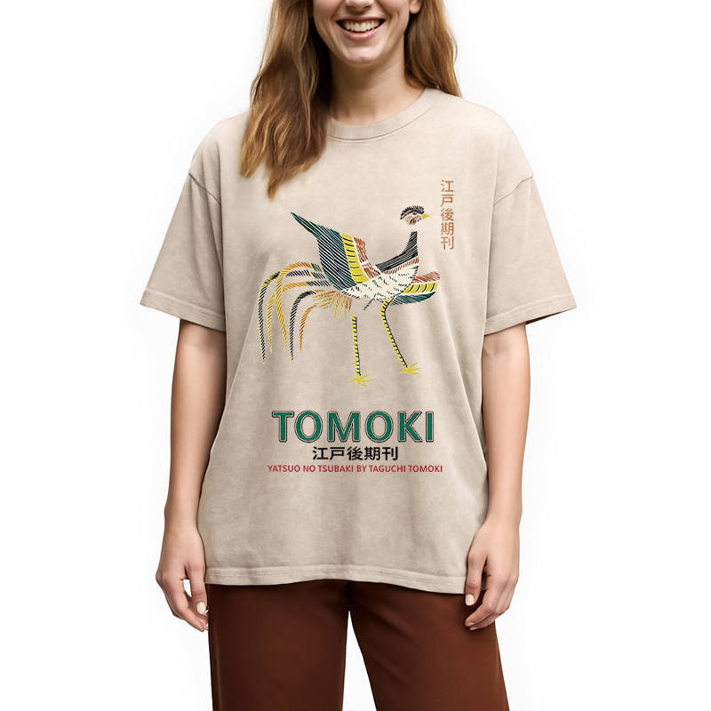 Tokyocanvas Japanese Divine Bird Washed T-Shirt