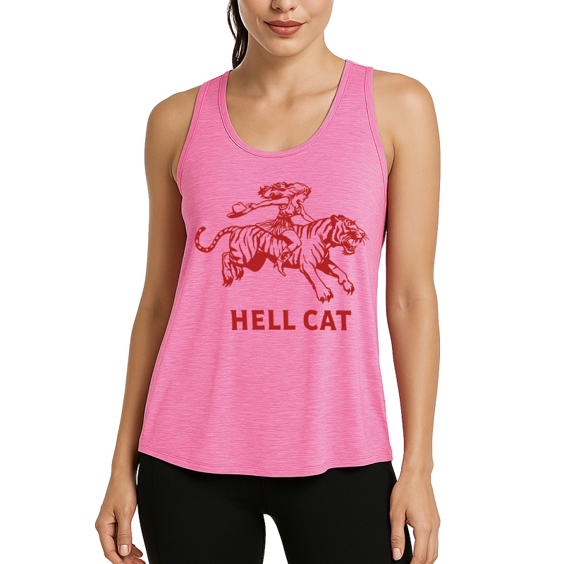 Tokyocanvas Retro Cowgirl Hell Cat Fitness Tank
