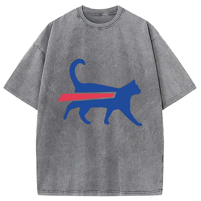 Tokyocanvas Cat-Bills is Buffalo Bills Funny Meme Washed T-Shirt