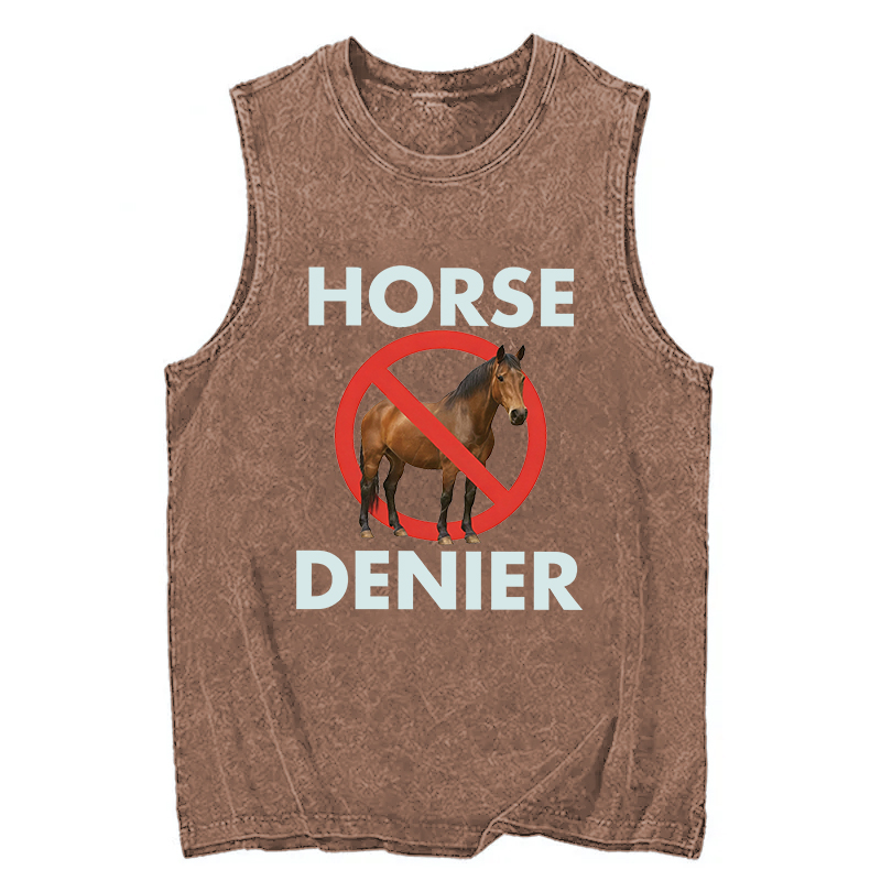 Tokyocanvas Funny Horse Denier Conspiracy Theory Washed Tank