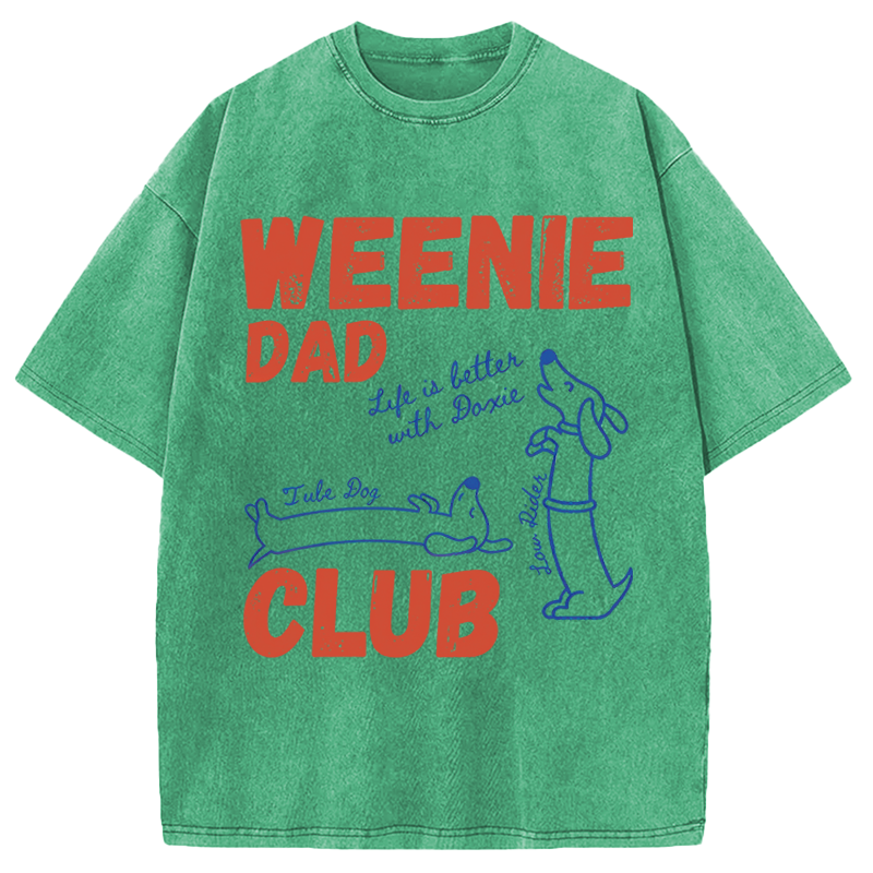 Tokyocanvas Dachshund Dad Club Meme Washed T-Shirt