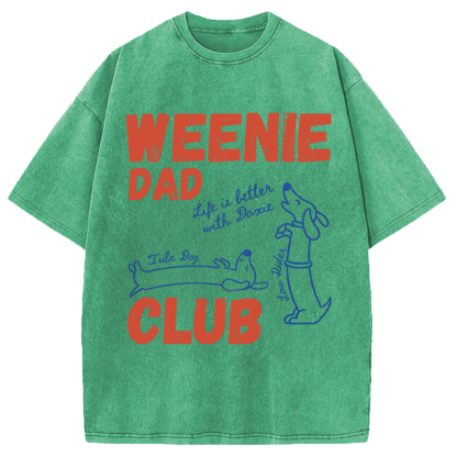 Tokyocanvas Dachshund Dad Club Meme Washed T-Shirt