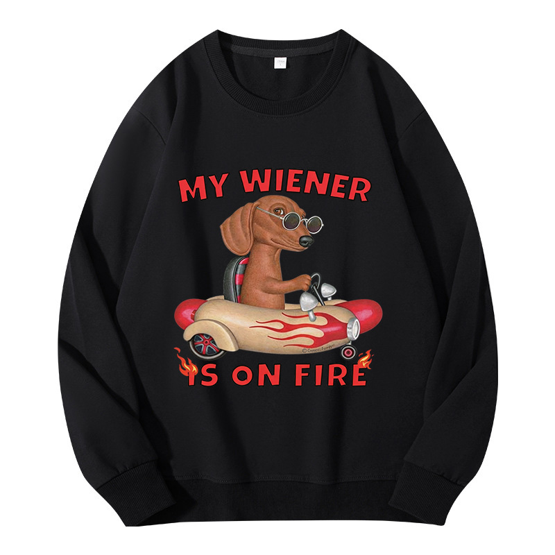 Tokyocanvas My Wiener Is On Fire Funny Dog Classic Sweatshirt
