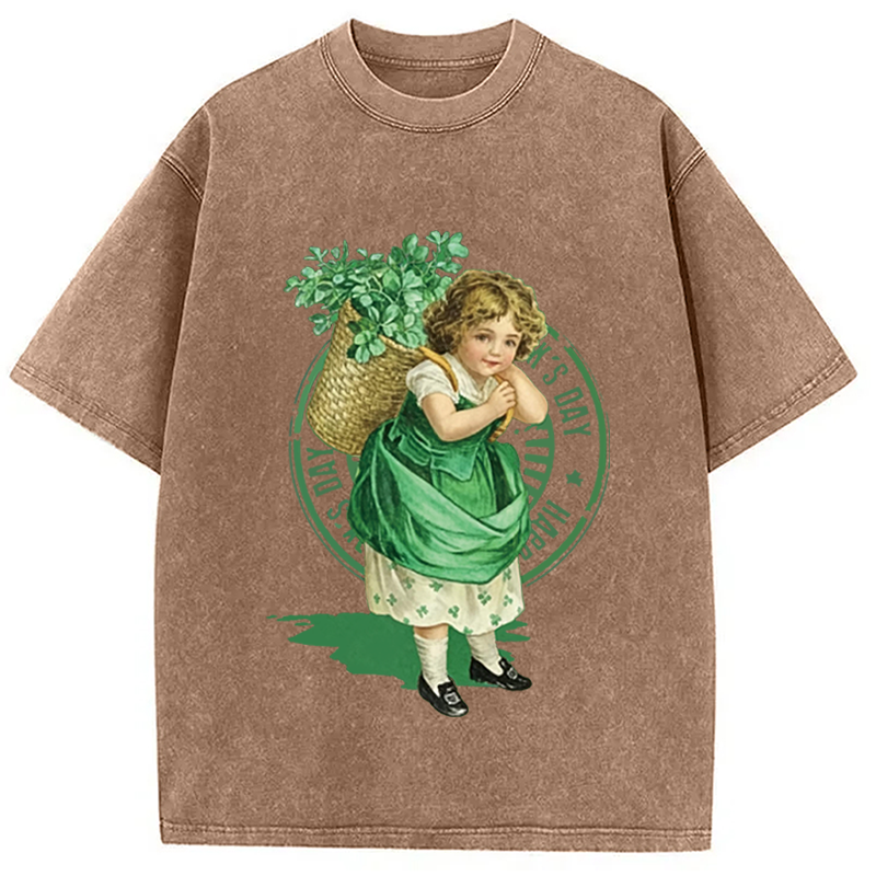 Tokyocanvas St Patricks Day Retro Washed T-Shirt