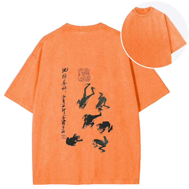 Tokyocanvas Retro Japan Frog Back Washed T-Shirt