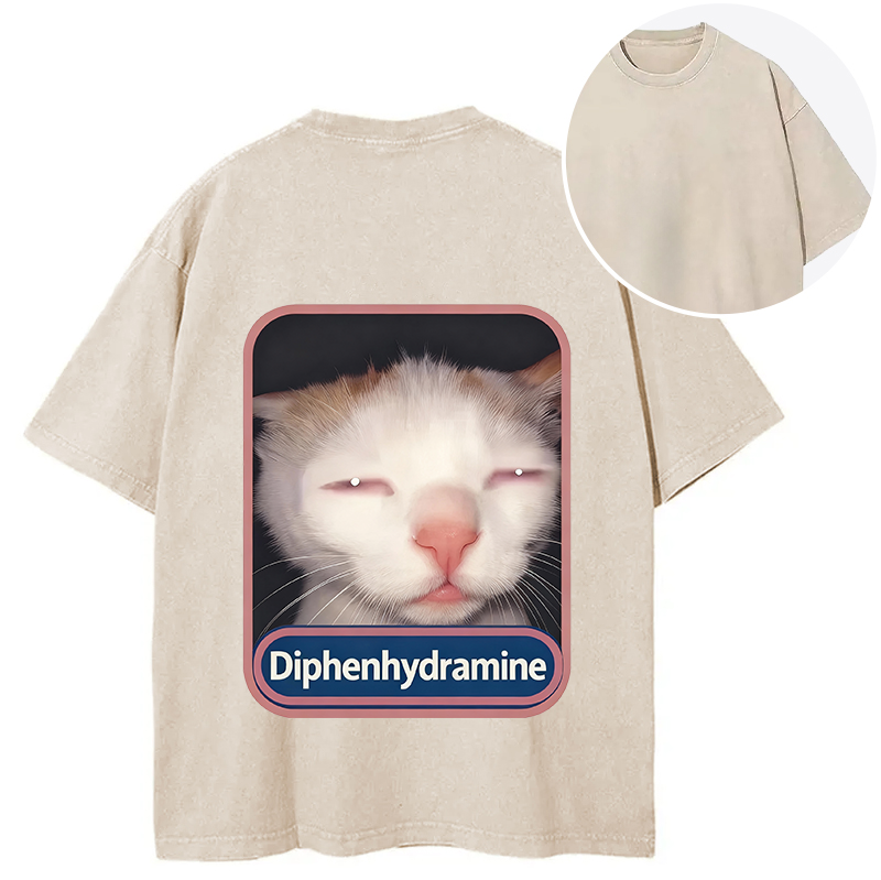 Tokyocanvas Funny Cat Meme Back Washed T-Shirt