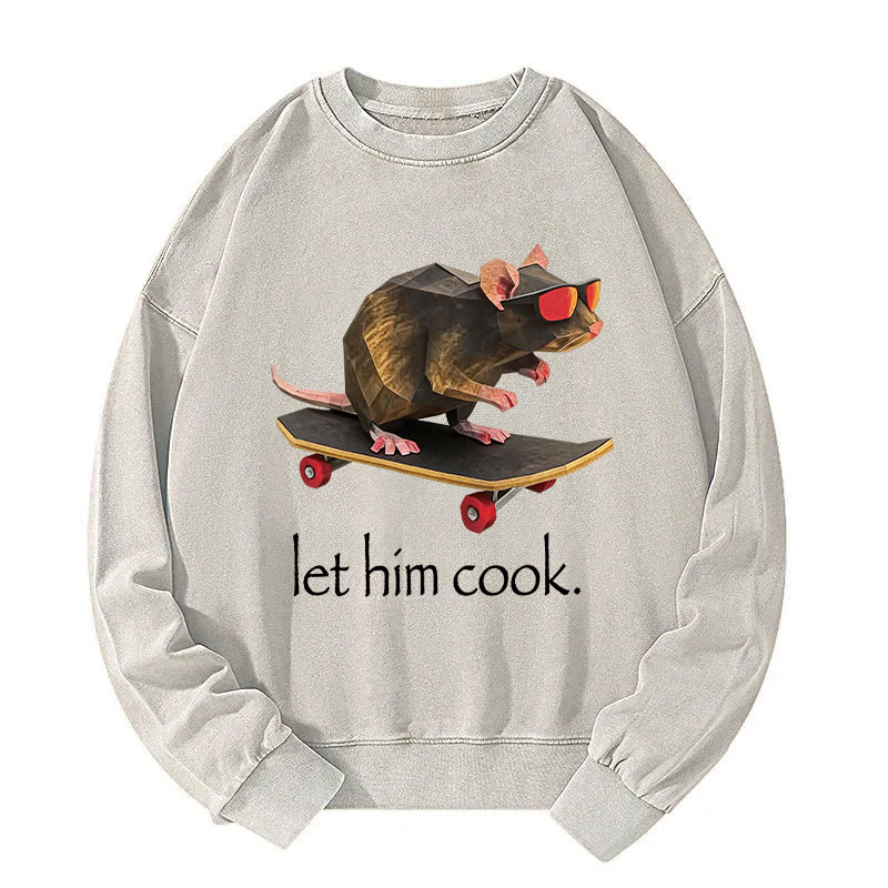Tokyocanvas Rat Skateboard Cook Washed Sweatshirt