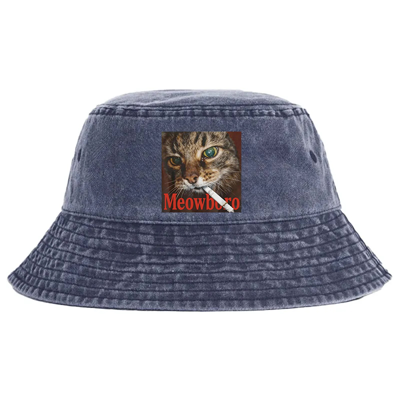Tokyocanvas Funny Smoking Cat Meme Washed Bucket Hat