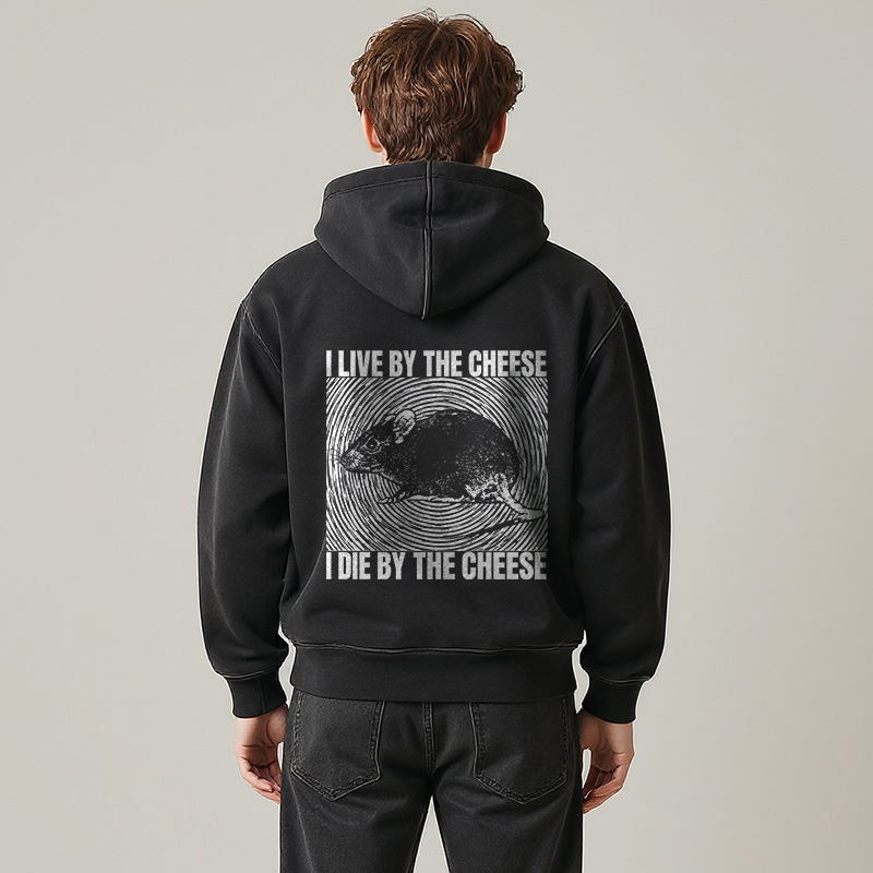 Tokyocanvas I Live By The Cheese Rat Washed Zip Hoodie