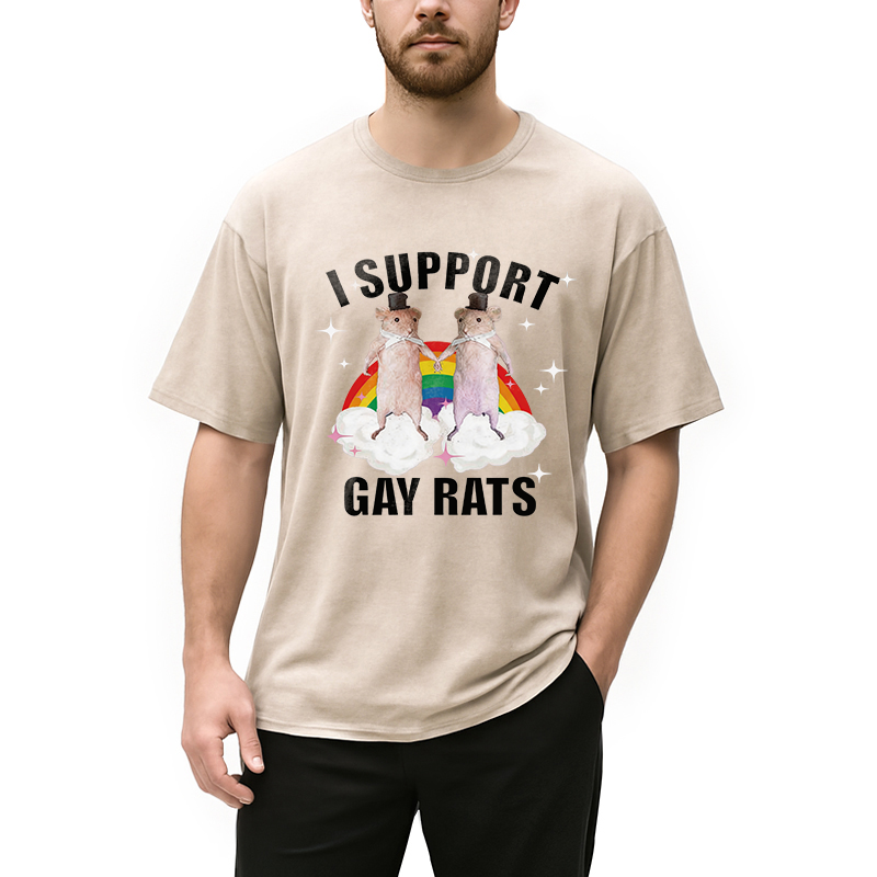 Tokyocanvas Support Gay Rats Washed T-Shirt