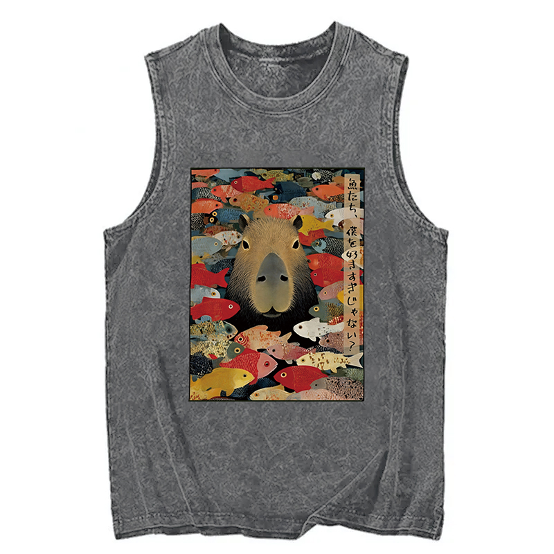 Tokyocanvas Am I Too Lovable Capybara Washed Tank