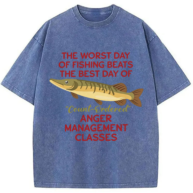 Tokyocanvas	 The Worst Day Of Fishing Beats DTG Printing Washed T-Shirt