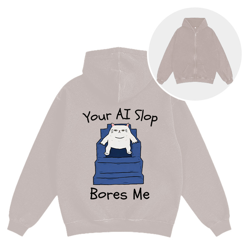 Tokyocanvas AI Slop Bores Me Washed Zip Hoodie