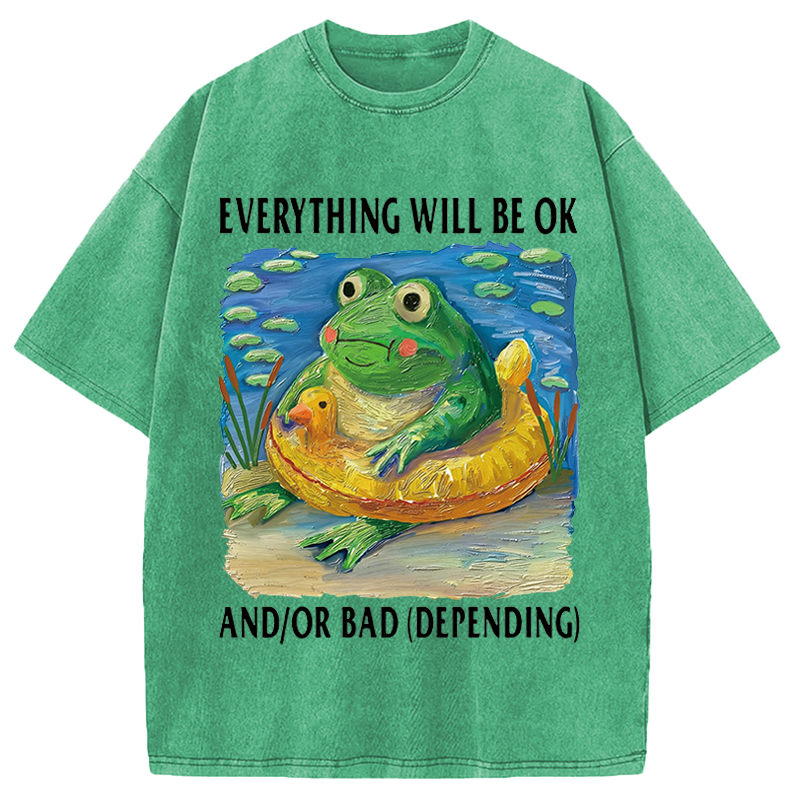 Tokyocanvas Everythings Ok Frog Washed T-Shirt