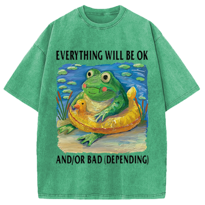 Tokyocanvas Everythings Ok Frog Washed T-Shirt