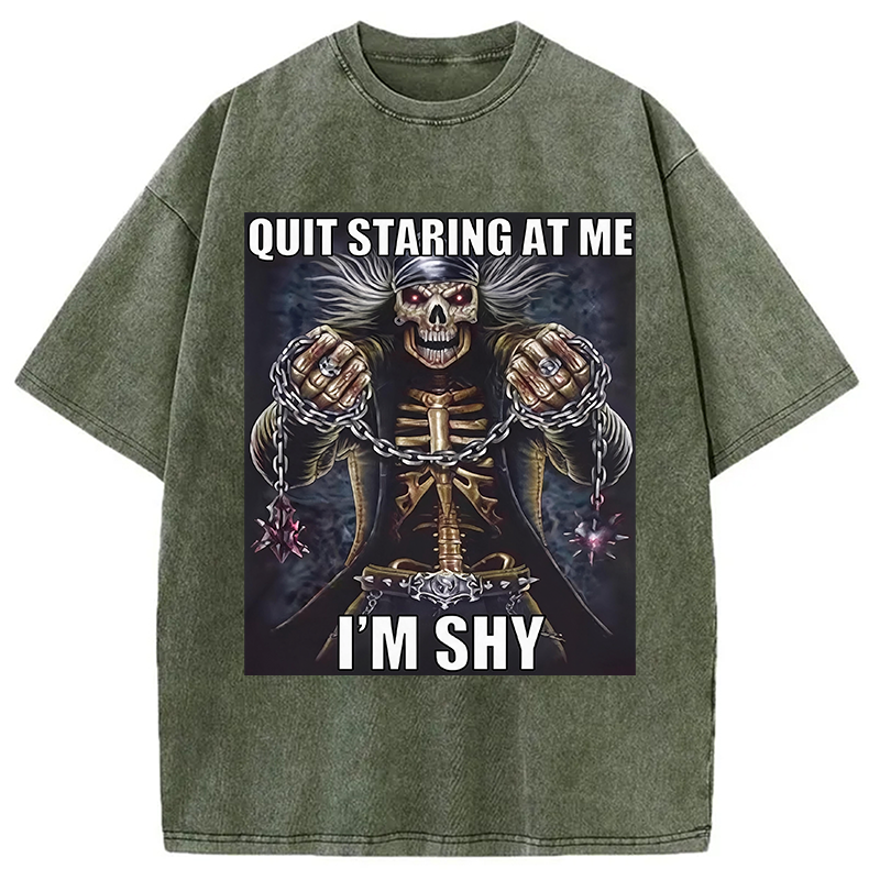 Tokyocanvas	 Quit Staring At Me Im Shy DTG Printing Washed T-Shirt