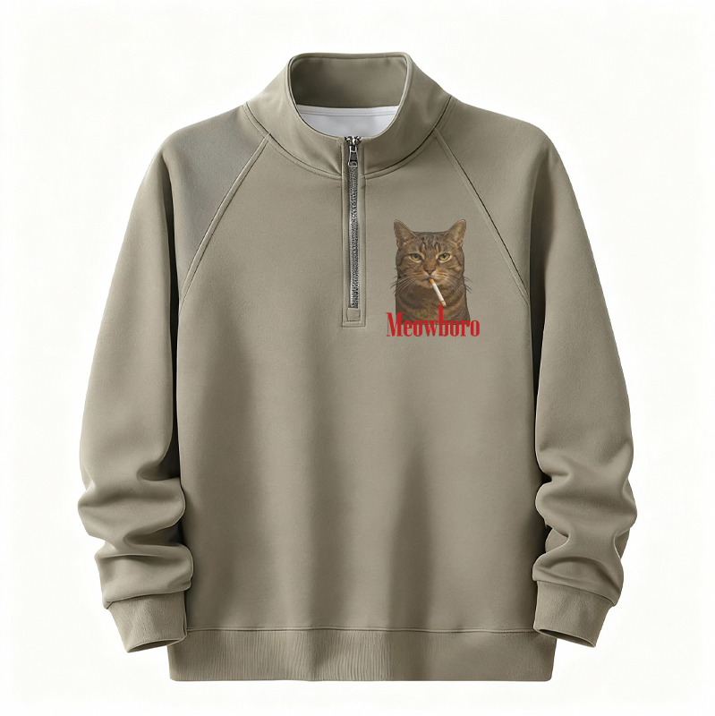 Tokyocanvas Funny Realistic Cat Meme Half-Zip Sweatshirt