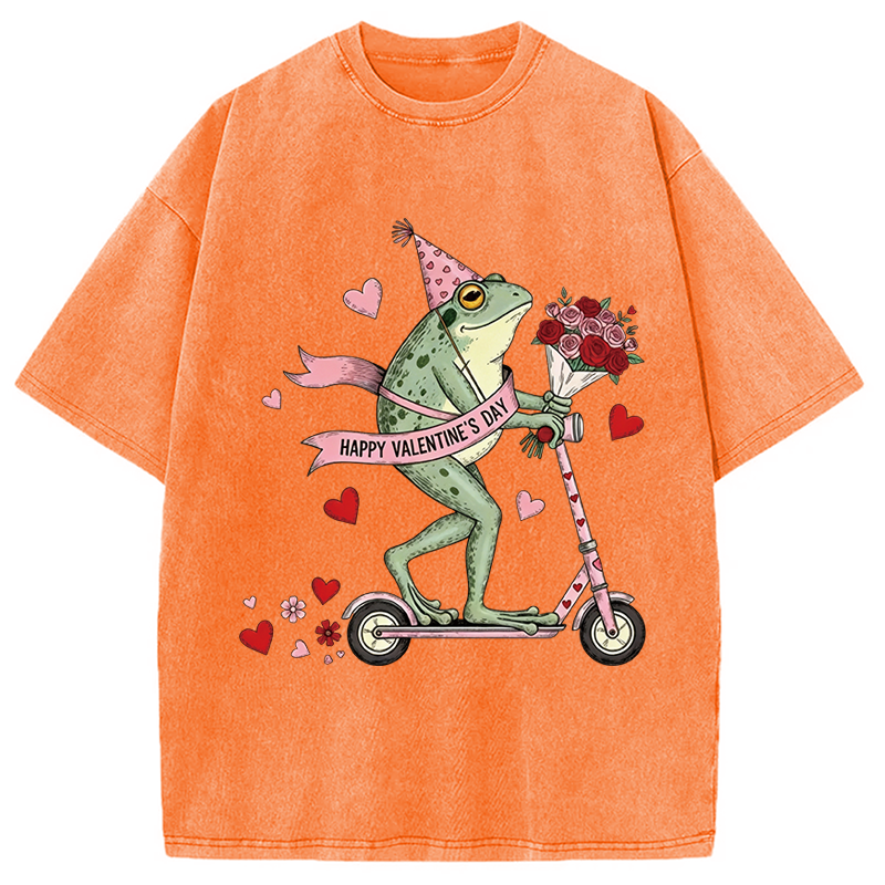Tokyocanvas Funny Frog Valentine Washed T-Shirt